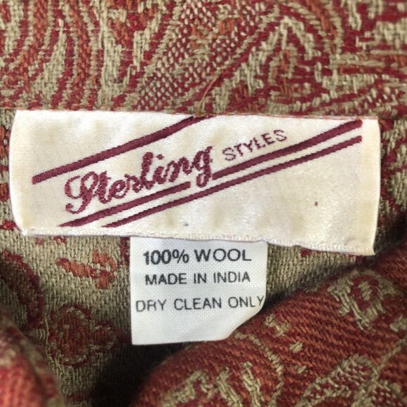 Sterling Styles Jacket Womens Medium Rust Wool Paisley Beaded Embroidered Tunic - Picture 6 of 16